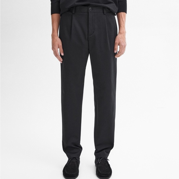 NWT Massimo Dutti Men's‎ Stretch Twill Trousers In Black Size 30